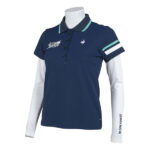 ルコックゴルフ レディース ゴルフウェア 秋 冬 セットシャツ (QGWSJA05W) 毎年人気のアンダーシャツ付き半袖ポロシャツ ネイビー le coq GOLF